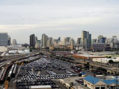 San Diego California Downtown City Skyline Including Port And Railroad Yard - California Locals