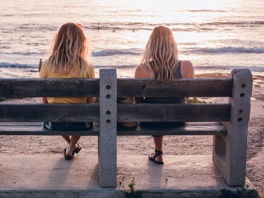 Two Blondes Sitting On A Bench Overlooking The Beach T20 09Yov2 - California Locals