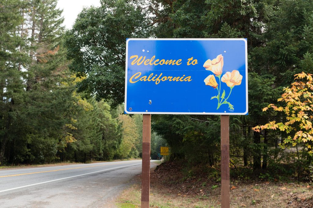 Welcom to California State Highway Entrance Sign